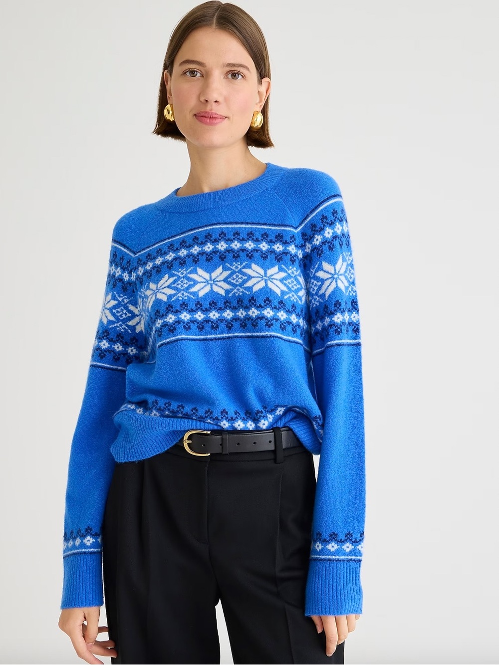 J.Crew Fair Isle Merino Wool Alpaca Blend Sweater Blue Size Large